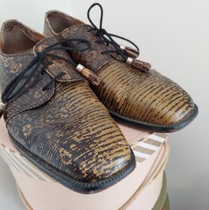 Vtg mens crocodile gator snakeskin embossed shoe